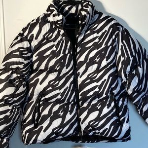 ASOS zebra style puffer jacket NWOT , never worn outside